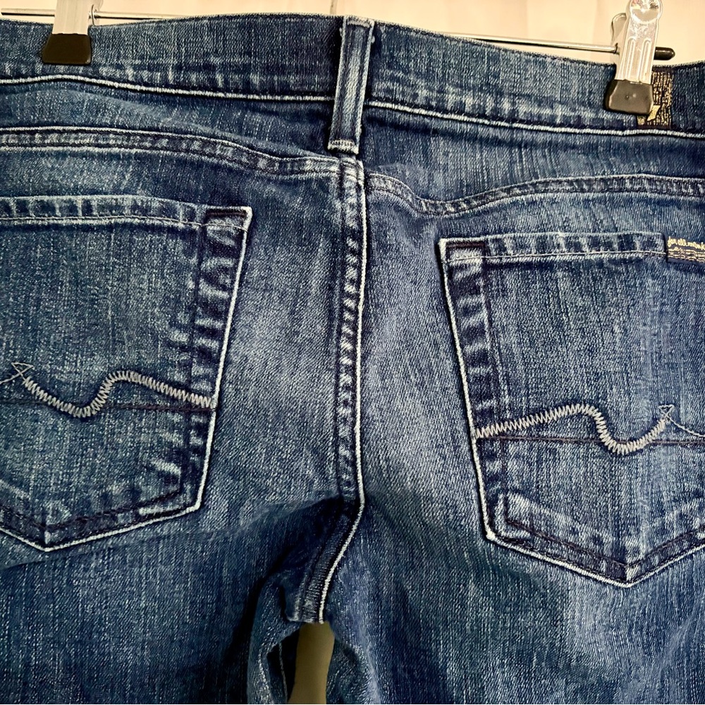 7 For All Mankind Dark Blue Straight Leg Jeans - Picture 3 of 5